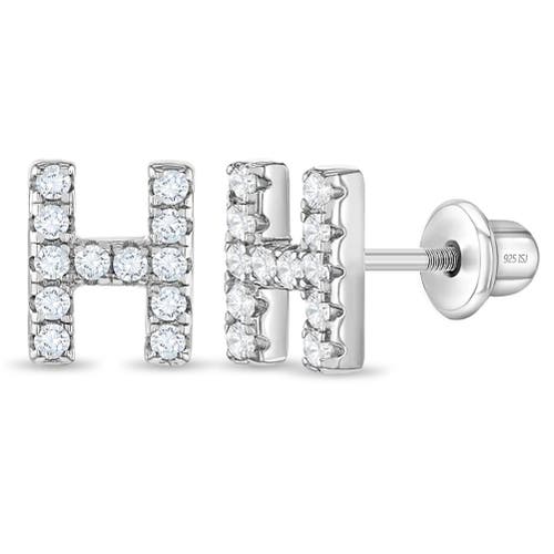 In Season Jewelry Cubic Zirconia Letter Initial Earrings in Letter H at Nordstrom