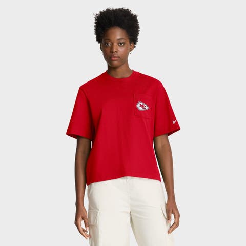 Women's Nike Red Kansas City Chiefs Rewind Pocket Boxy T-Shirt