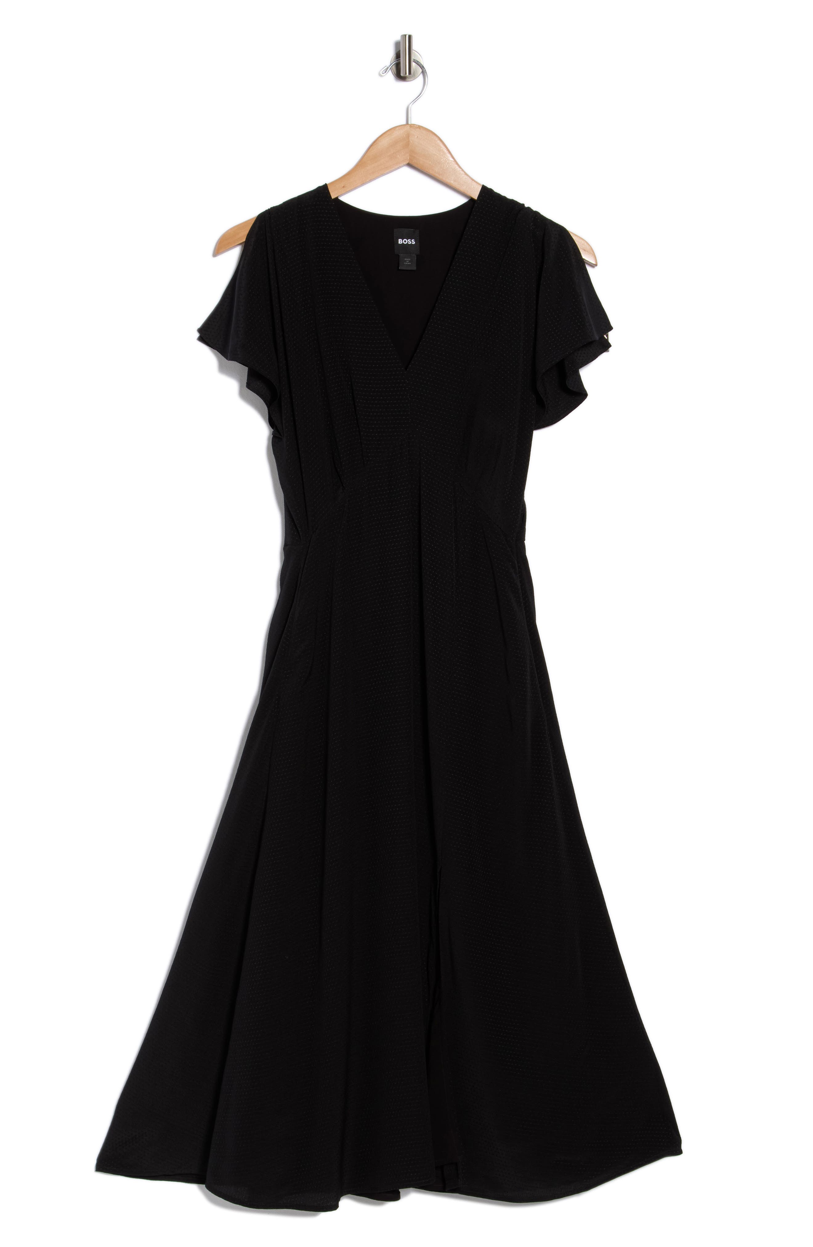 BOSS Dawarina Short Sleeve Silk Fit & Flare Dress