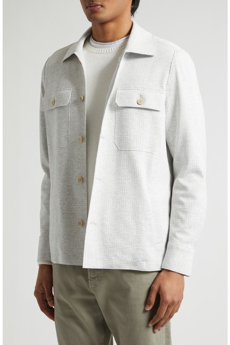 Tonal Glen Plaid Knit Overshirt, Alternate, color, 13 LT MELANGE GRAY