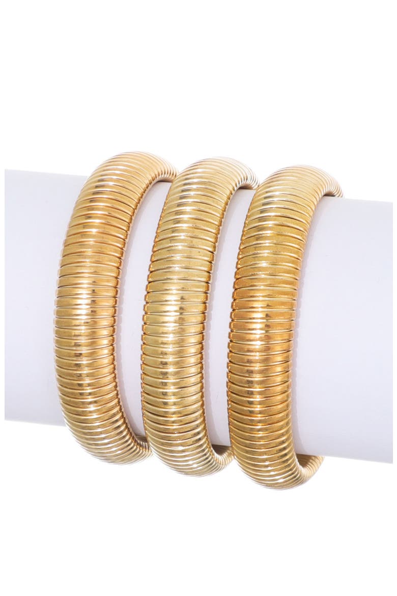 Set of 3 Coiled Stretch Bracelets, Alternate, color, GOLD