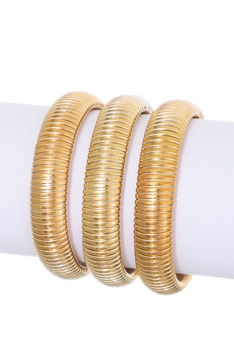 Adornia Set of 3 Coiled Stretch Bracelets, Alternate, color, Gold