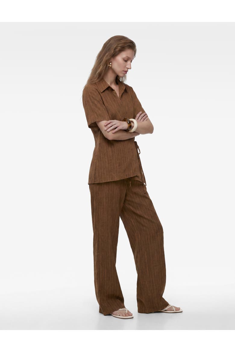 Flowy Straight Wide Leg Striped Pants, Main, color, BROWN STRIPE