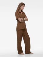 Koton Flowy Straight Wide Leg Striped Pants