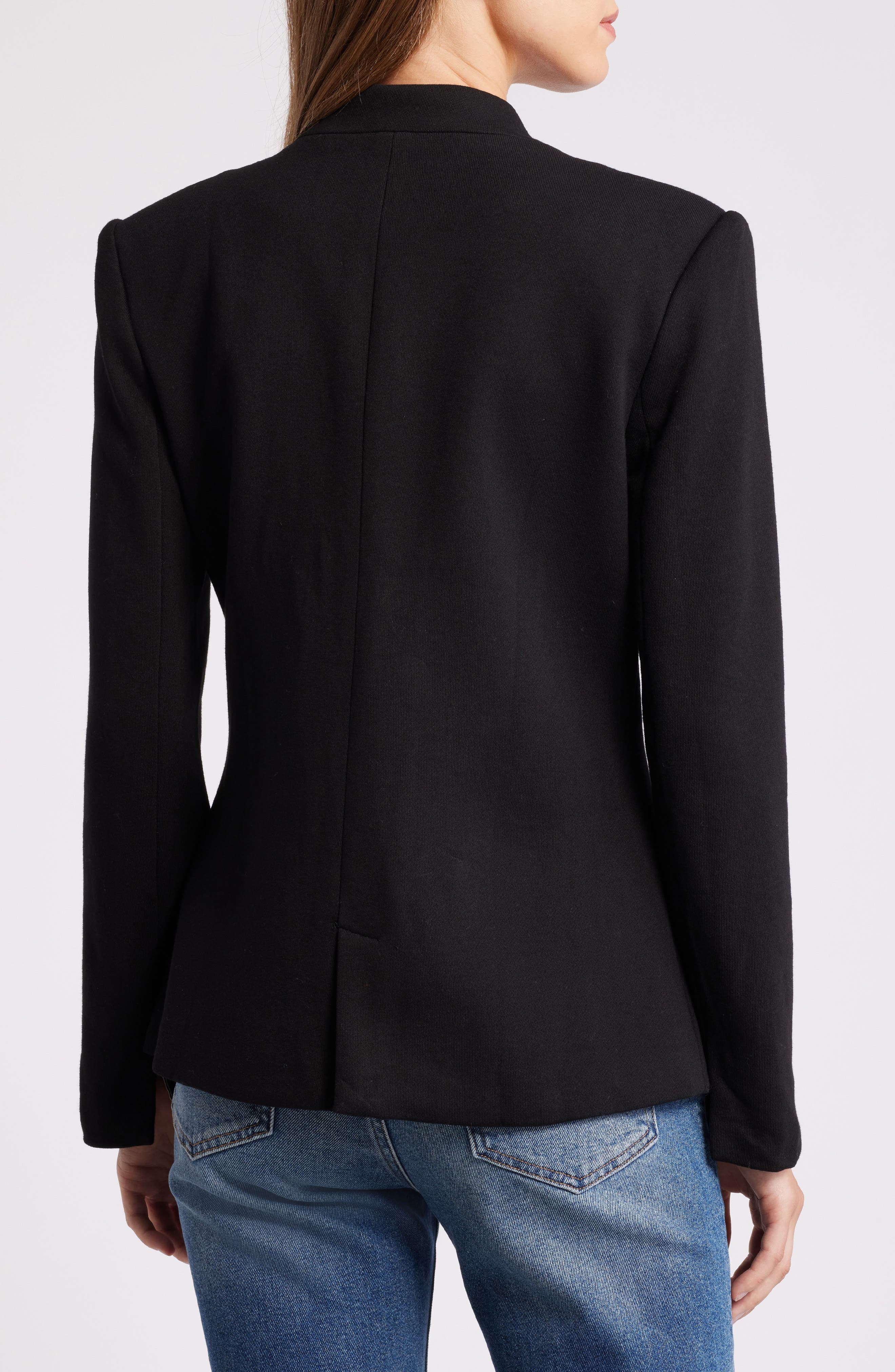 Inverted Notch Collar Cotton Blend Knit Blazer - image 2