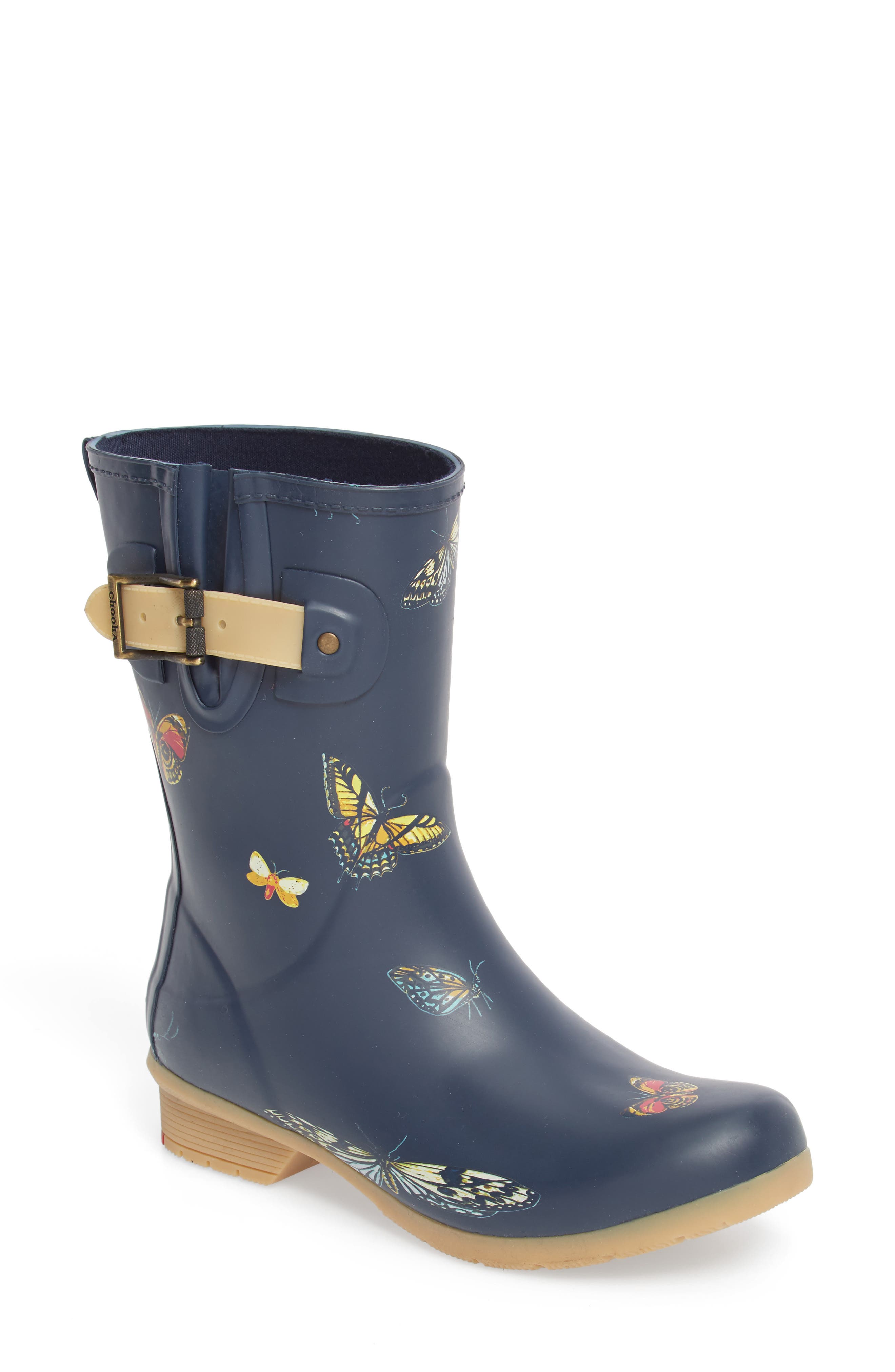 City Solid Mid Height Rain Boot, Main, color, NAVY