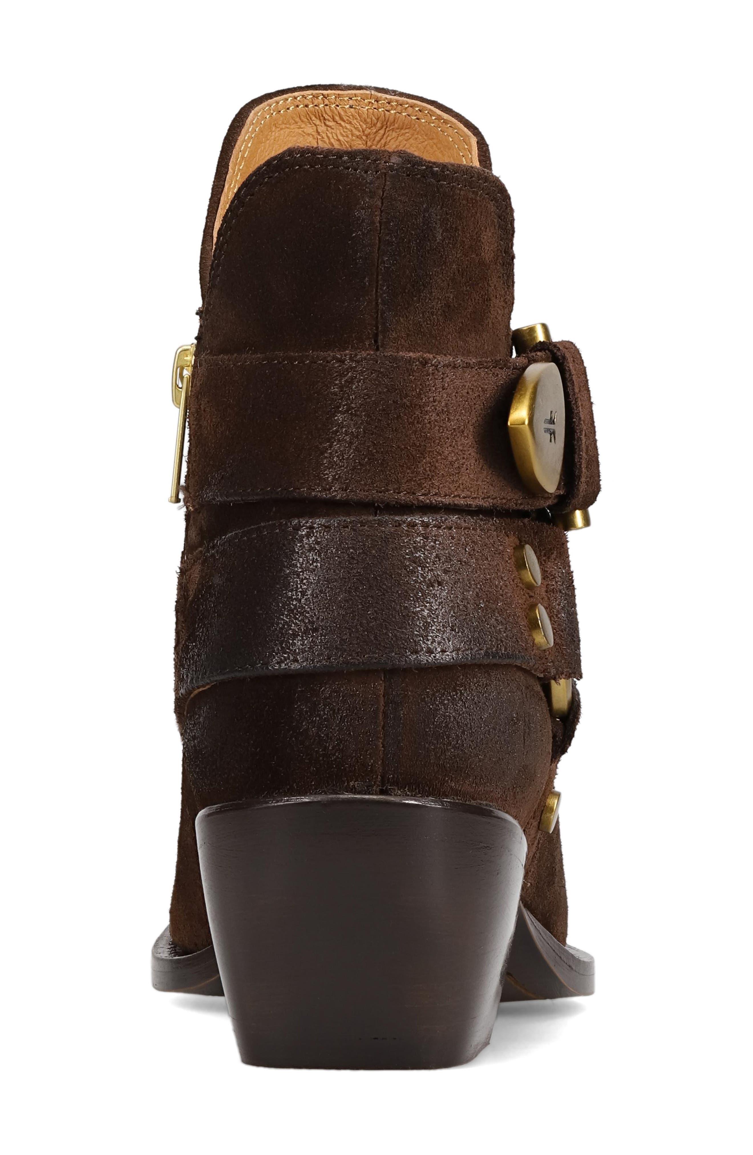 Frye Sacha Harness Bootie, Alternate, color, Chocolate