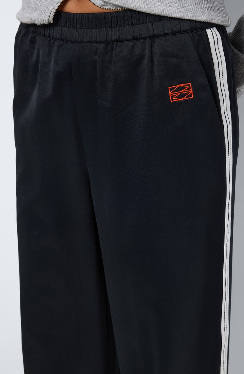 Noisy may Jess Side Stripe Satin Wide Leg Pants, Alternate, color, Black Detail Bw Cont