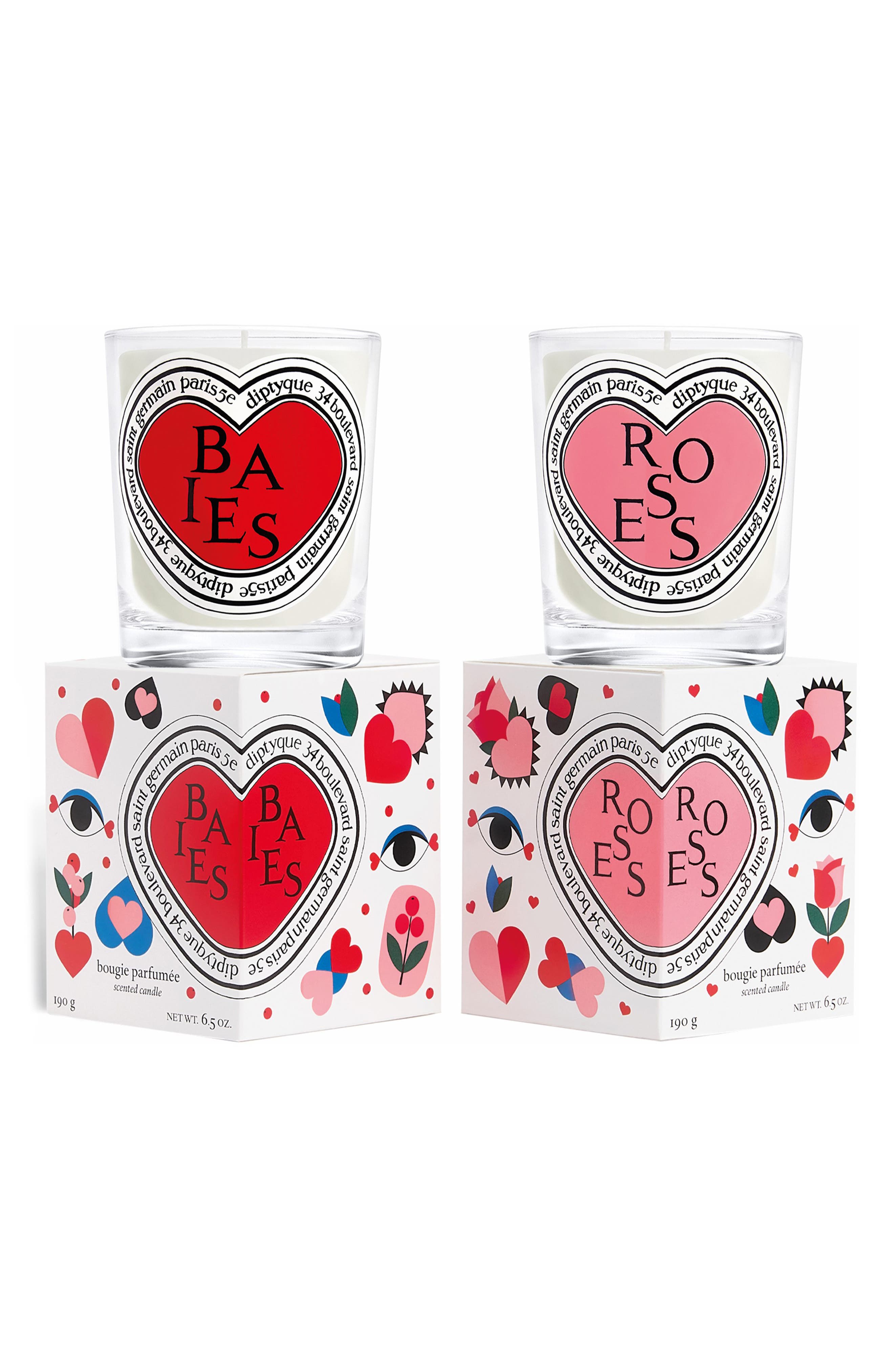 Diptyque Valentine's Day Baies (Berries) and Roses Candle Duo