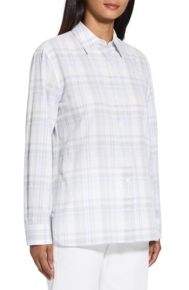 Theory Plaid Cotton & Linen Button-Up Shirt, Alternate, color, Olympic Multi