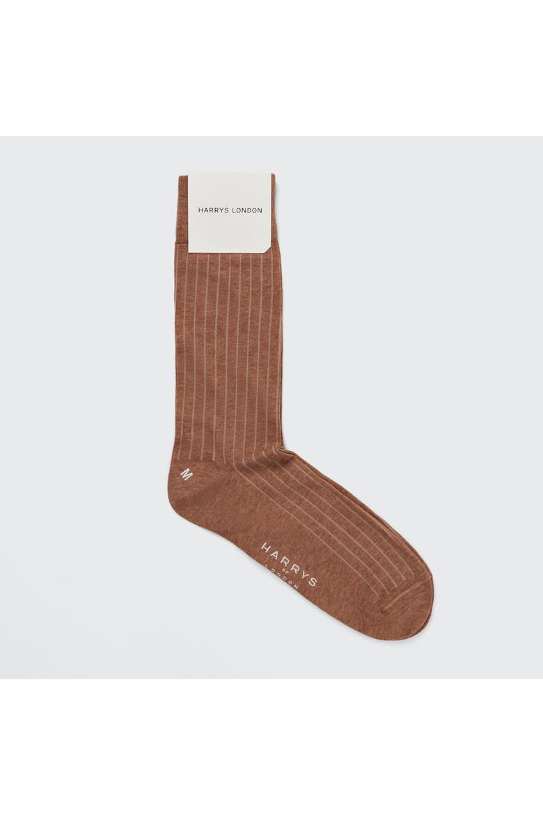 Ribbed Cotton Socks, Main, color, Light Brown