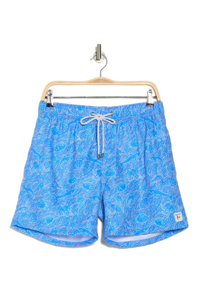 Sea Creatures Swim Trunks, Alternate, color, BLUE