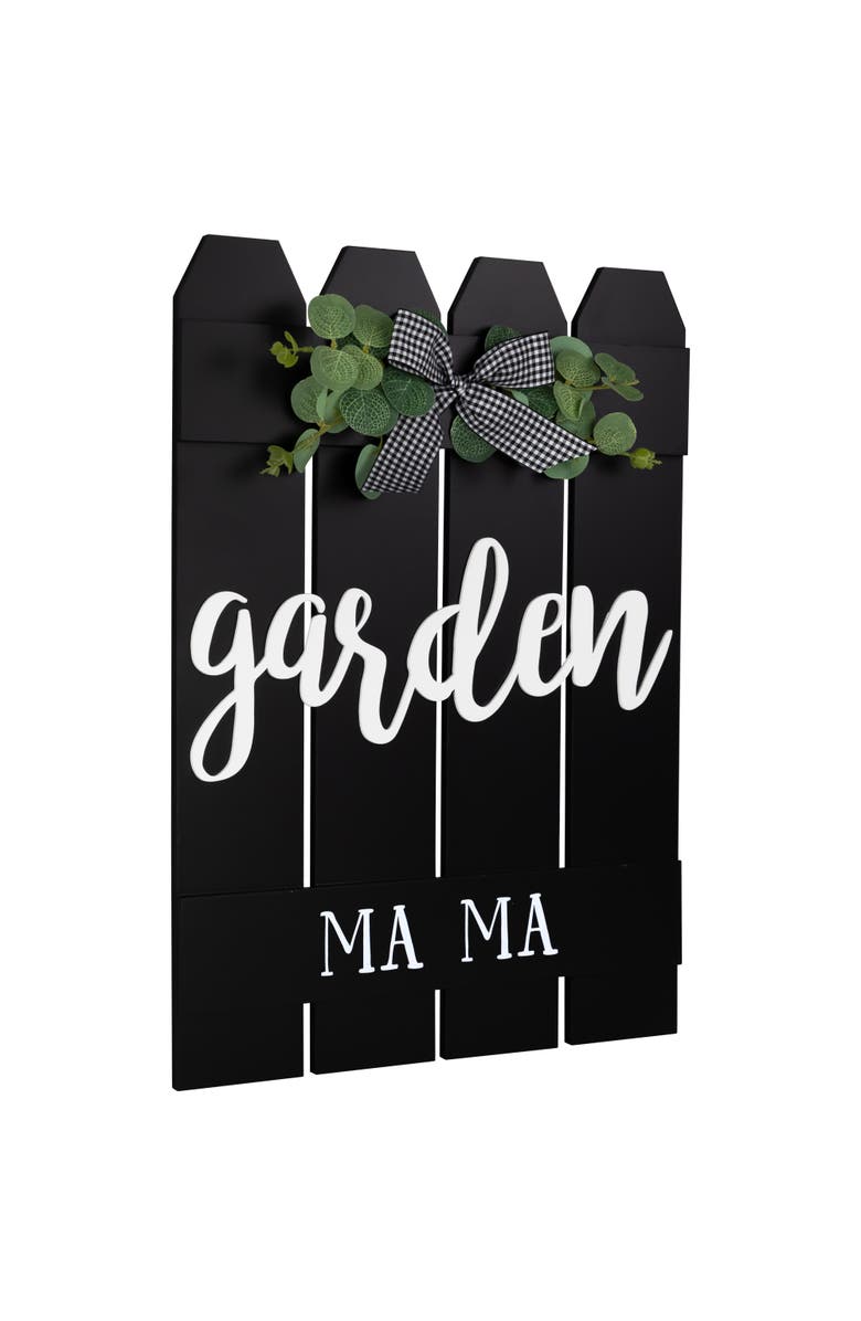 Northlight Garden Ma Ma Picket Fence Wooden Wall Sign - 19.25", Alternate, color, Black