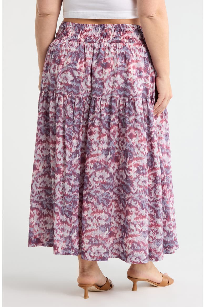 Smocked Waist Maxi Skirt, Alternate, color, PINK- BLUE DAISY TAPESTRY