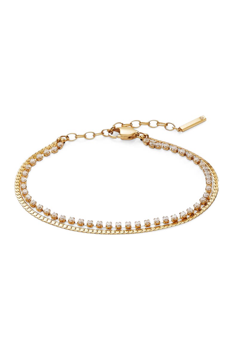 2 Row Crystal Tennis Chain  Bracelet, Main, color, Gold