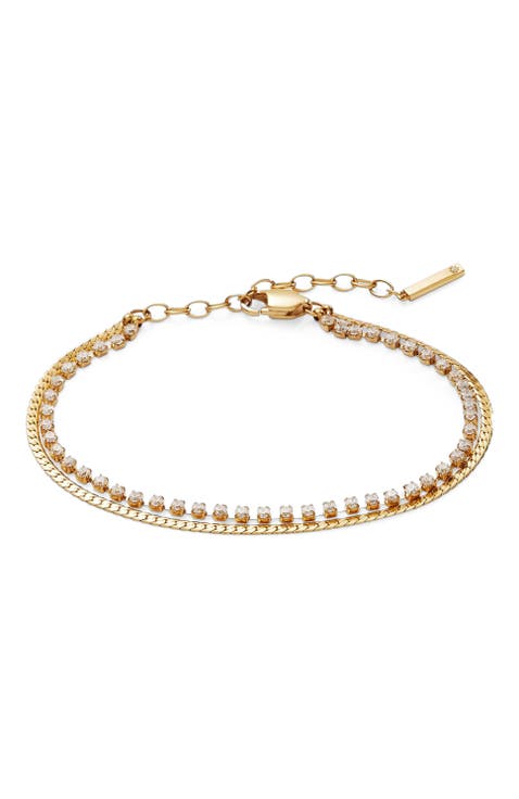 2 Row Crystal Tennis Chain  Bracelet