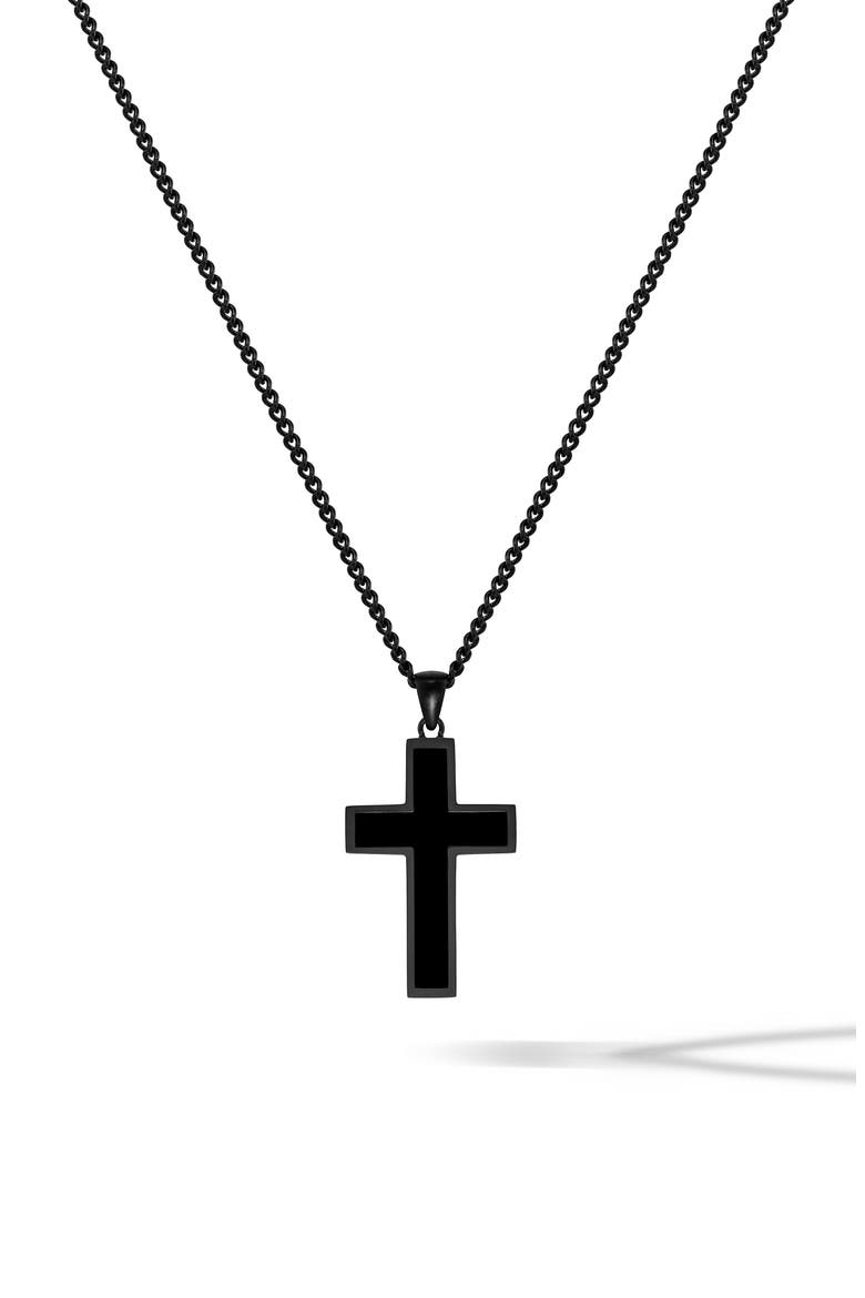 Men's Cross Pendant Necklace, Main, color, BLACK