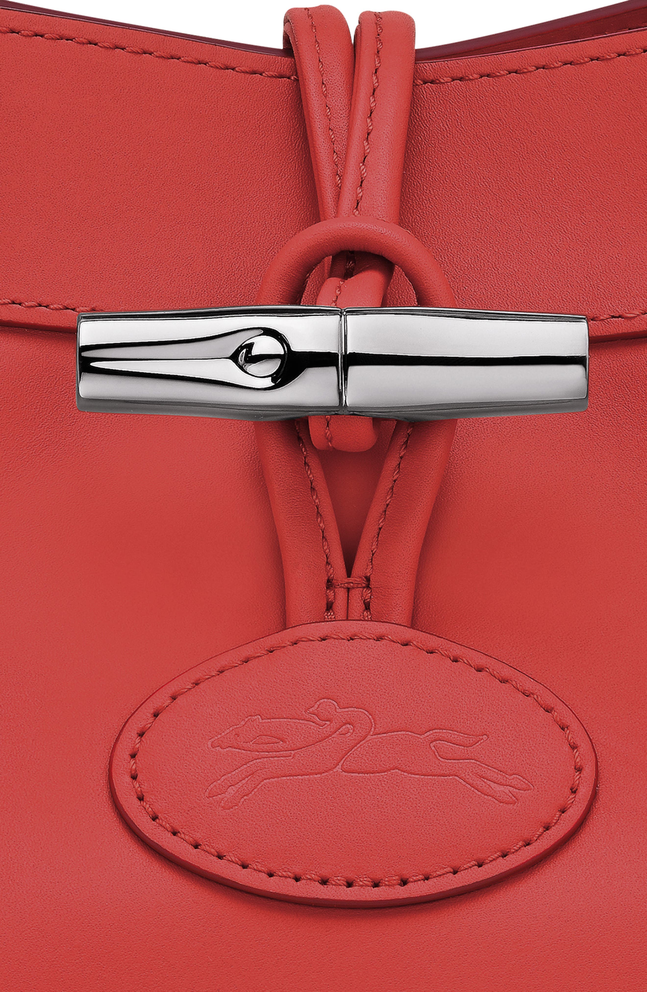 Longchamp Large Le Roseau Souple Leather Tote, Alternate, color, Red