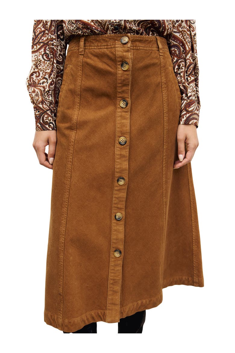 Tiphaine Button Front Midi Skirt, Alternate, color, Caramel