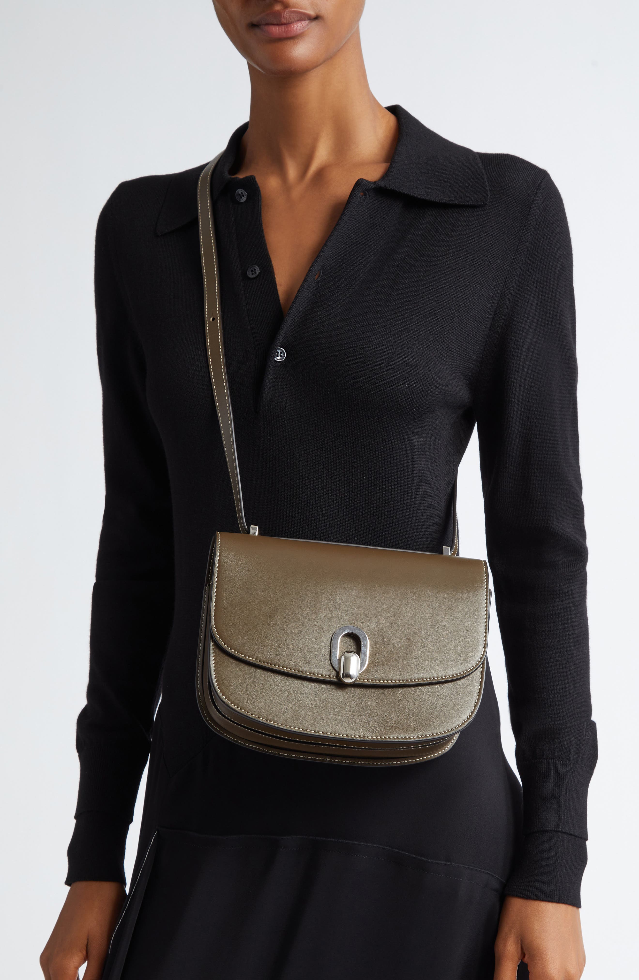 SAVETTE Tondo 22 Leather Crossbody Bag, Alternate, color, Mink