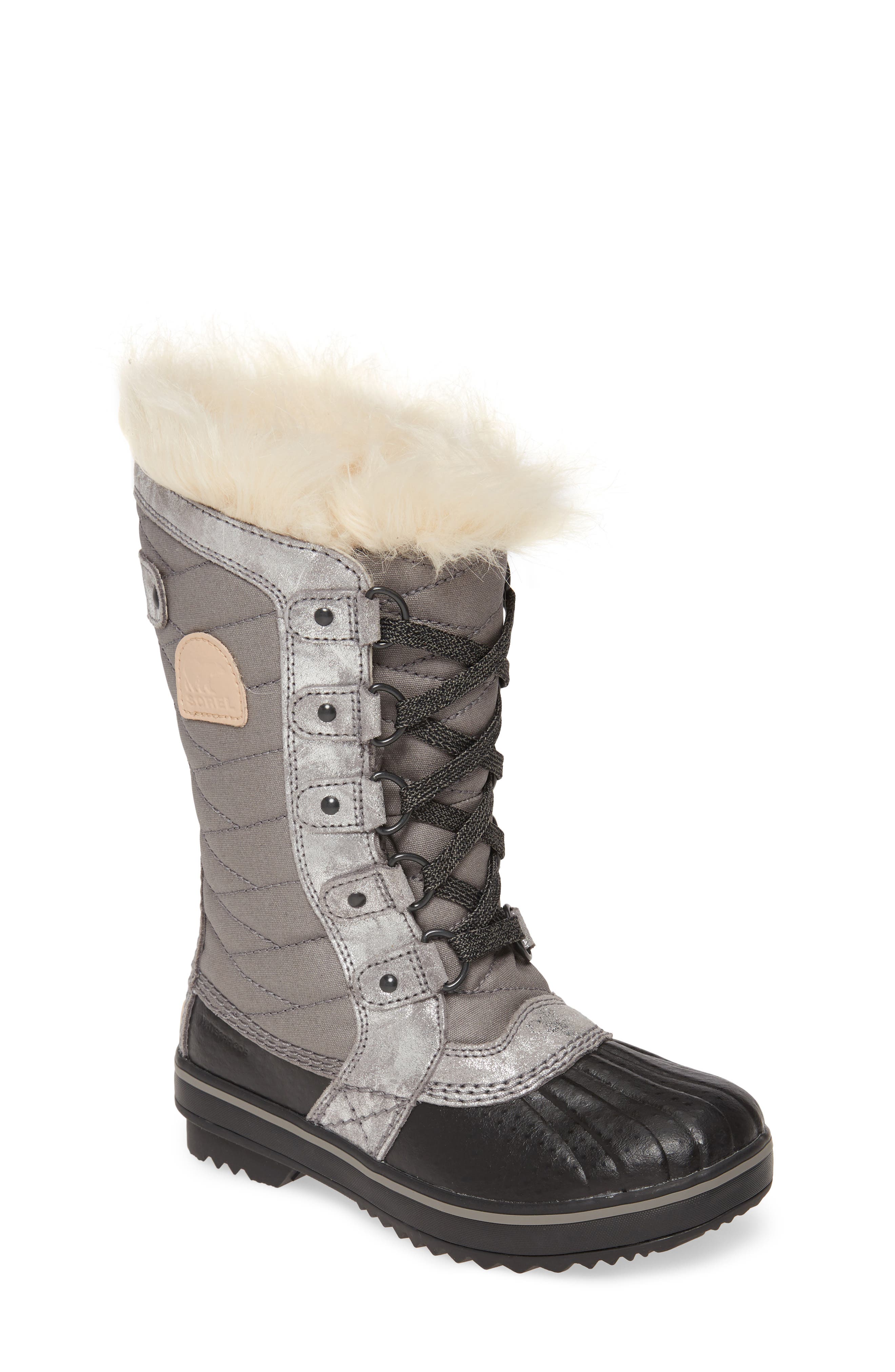 Tofino II Faux Fur Lined Waterproof Boot, Main, color, QUARRY