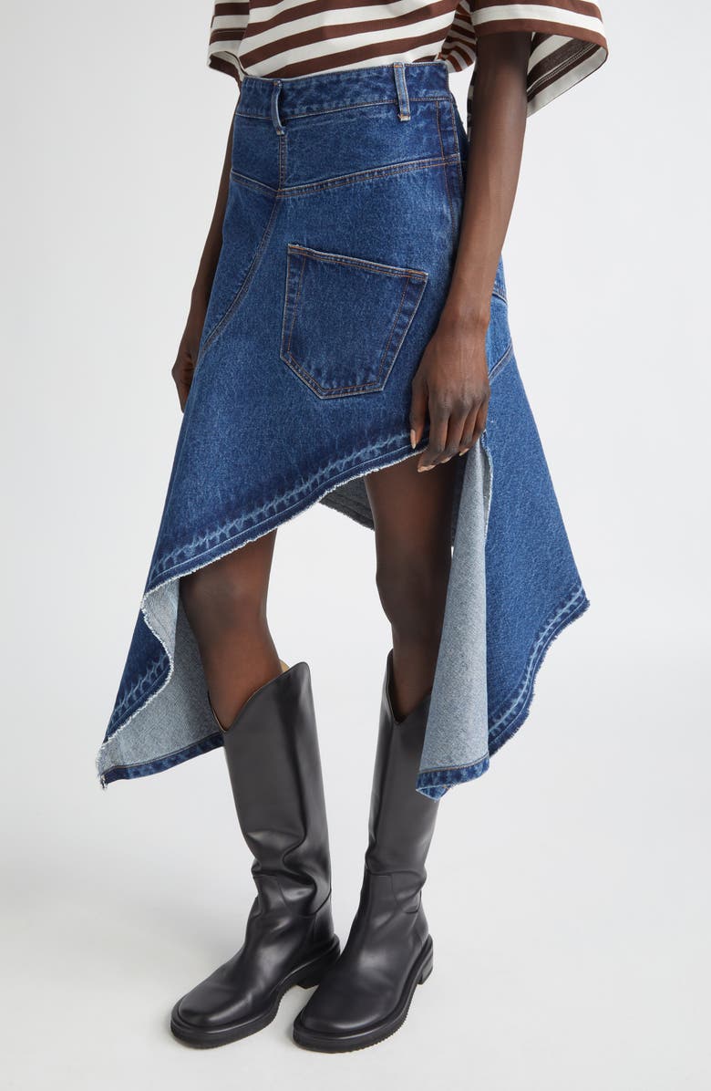 MONSE Twisted Denim Skirt, Alternate, color, Indigo