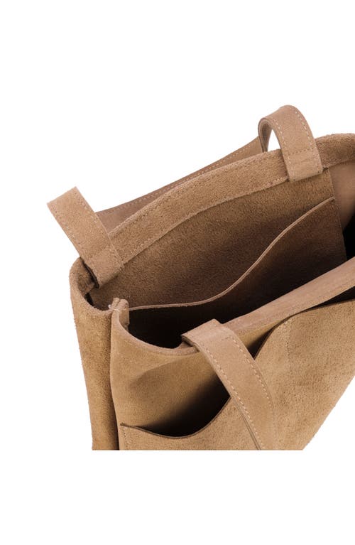 Ezra Arthur Brooklyn Nubuck Suede Leather Tote Bag In Sand