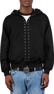 PLEASURES X Zero Skateboards Dane Studded Relaxed Fit Cotton Hoodie