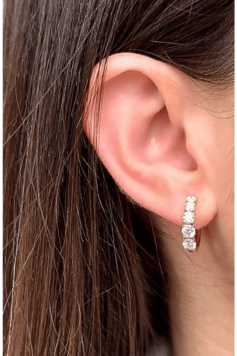 Graduated Lab Diamond Hoop Round in 14K Gold, Alternate, color, Yellow Gold