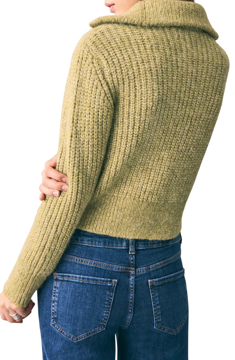 MANGO TEEN Quarter Zip Sweater, Alternate, color, Lime