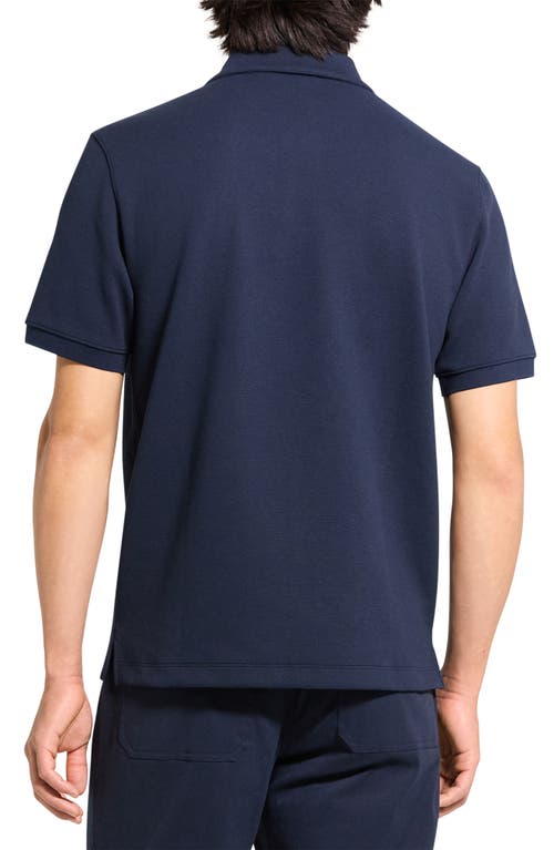 Theory Delroy Double Pique Regular Fit Polo Shirt In Blue