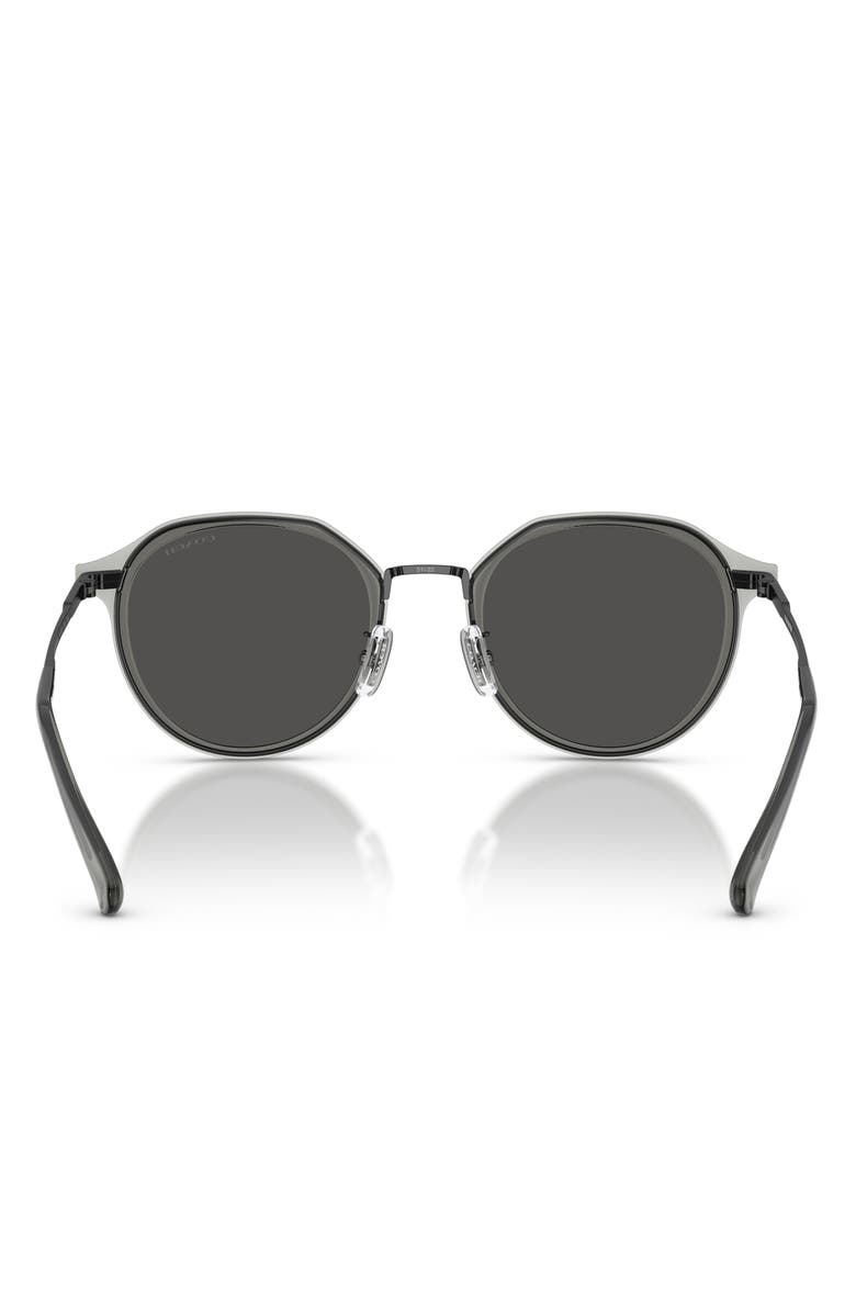 COACH 57mm Irregular Round Sunglasses, Alternate, color, Satin Black / Grey Solid