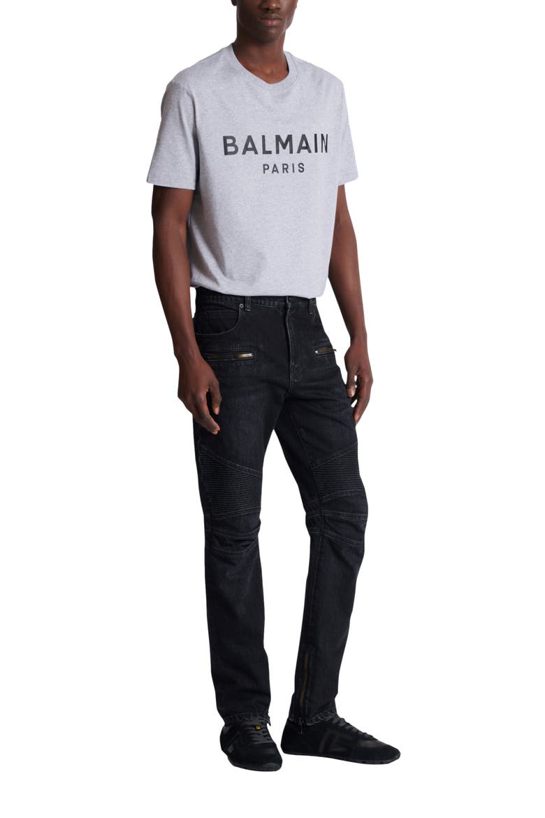 Biker jeans in black vintage denim, Alternate, color, black