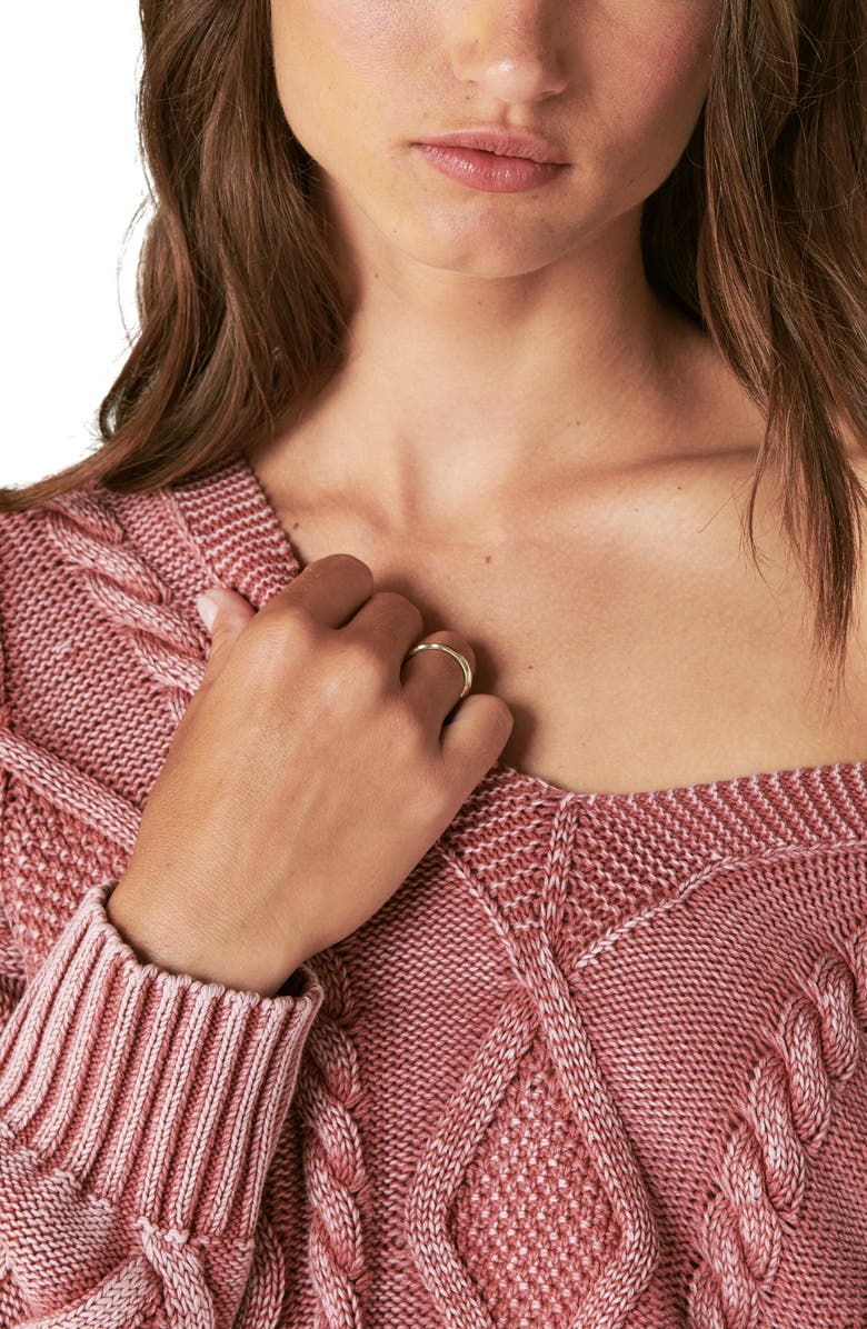 Lucky Brand Cable Stitch V-Neck Sweater, Alternate, color, 