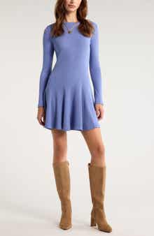 Treasure & Bond Long Sleeve Fit & Flare Minidress