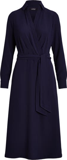 人気 ! Ralph Lauren Women's Surplice Georgette Midi Dress Lauren Ralph Lauren Surplice Long Sleeve Georgette Midi