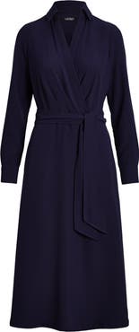 Lauren Ralph Lauren Surplice Long Sleeve Georgette Midi Dress