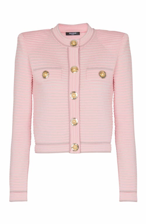 Balmain Long-sleeved Textured Knit Cardigan