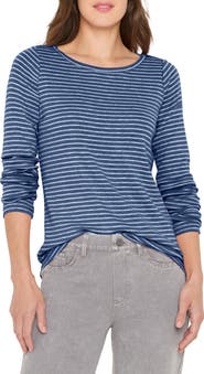 NZT by NIC+ZOE Stripe Long Sleeve Boat Neck T-Shirt