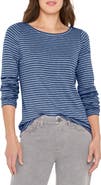 NZT by NIC+ZOE Stripe Long Sleeve Boat Neck T-Shirt