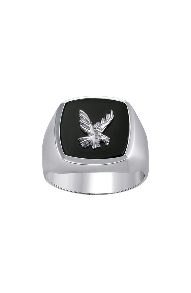 CANDELA JEWELRY Men's Eagle Onyx Signet Ring, Main, color, Silver