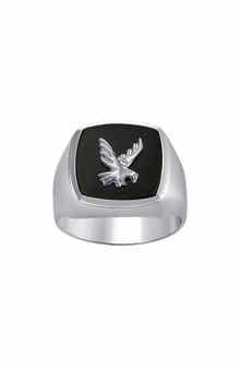 CANDELA JEWELRY Men's Eagle Onyx Signet Ring