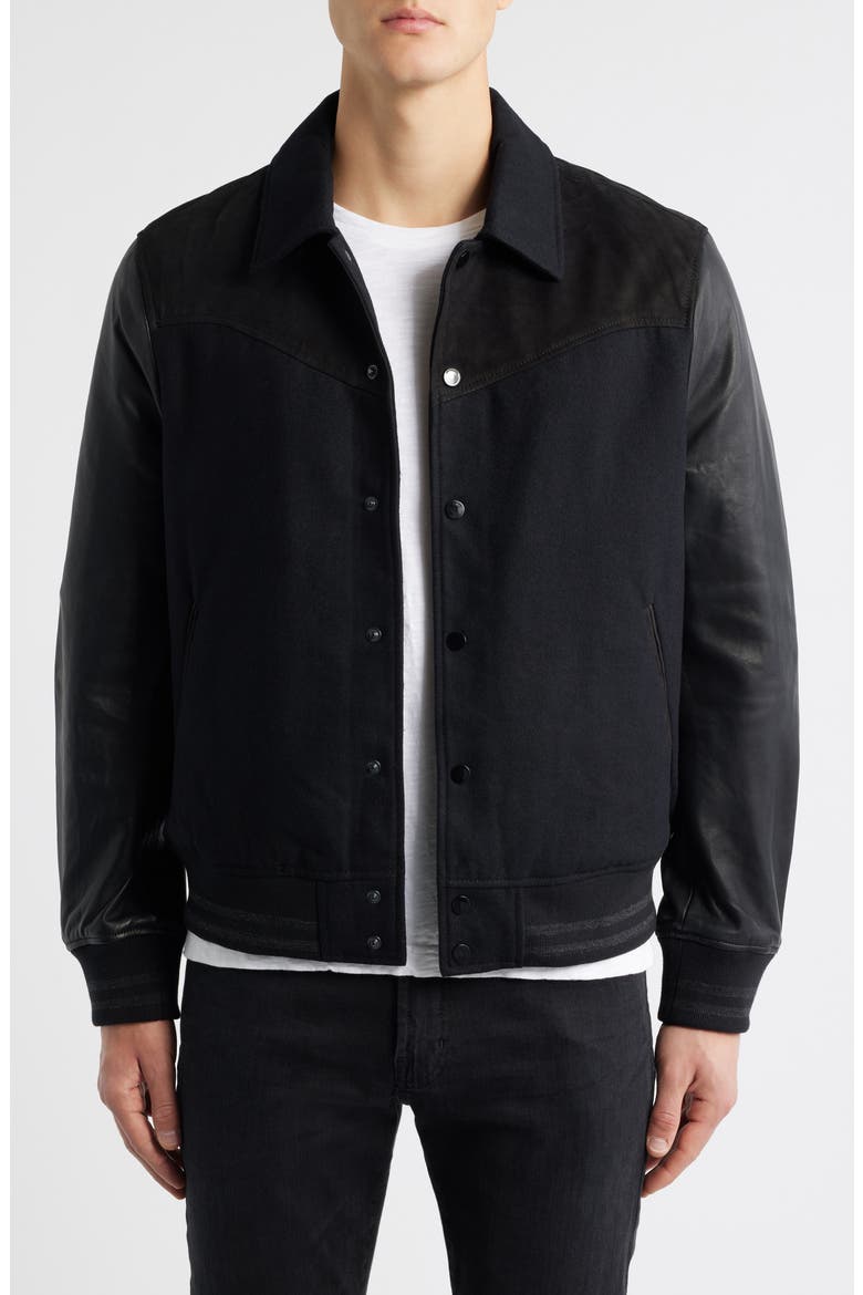 Endleton Contrast Bomber Jacket, Main, color, BLACK