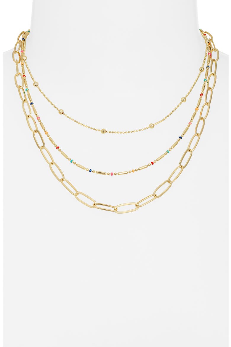 Set of 2 Enamel Dot Chain Layered Necklaces, Alternate, color, MULTI- GOLD