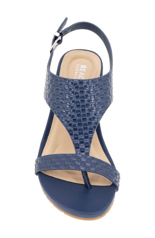 Reaction Kenneth Cole Greatly Platform Wedge Sandal In Navy Woven