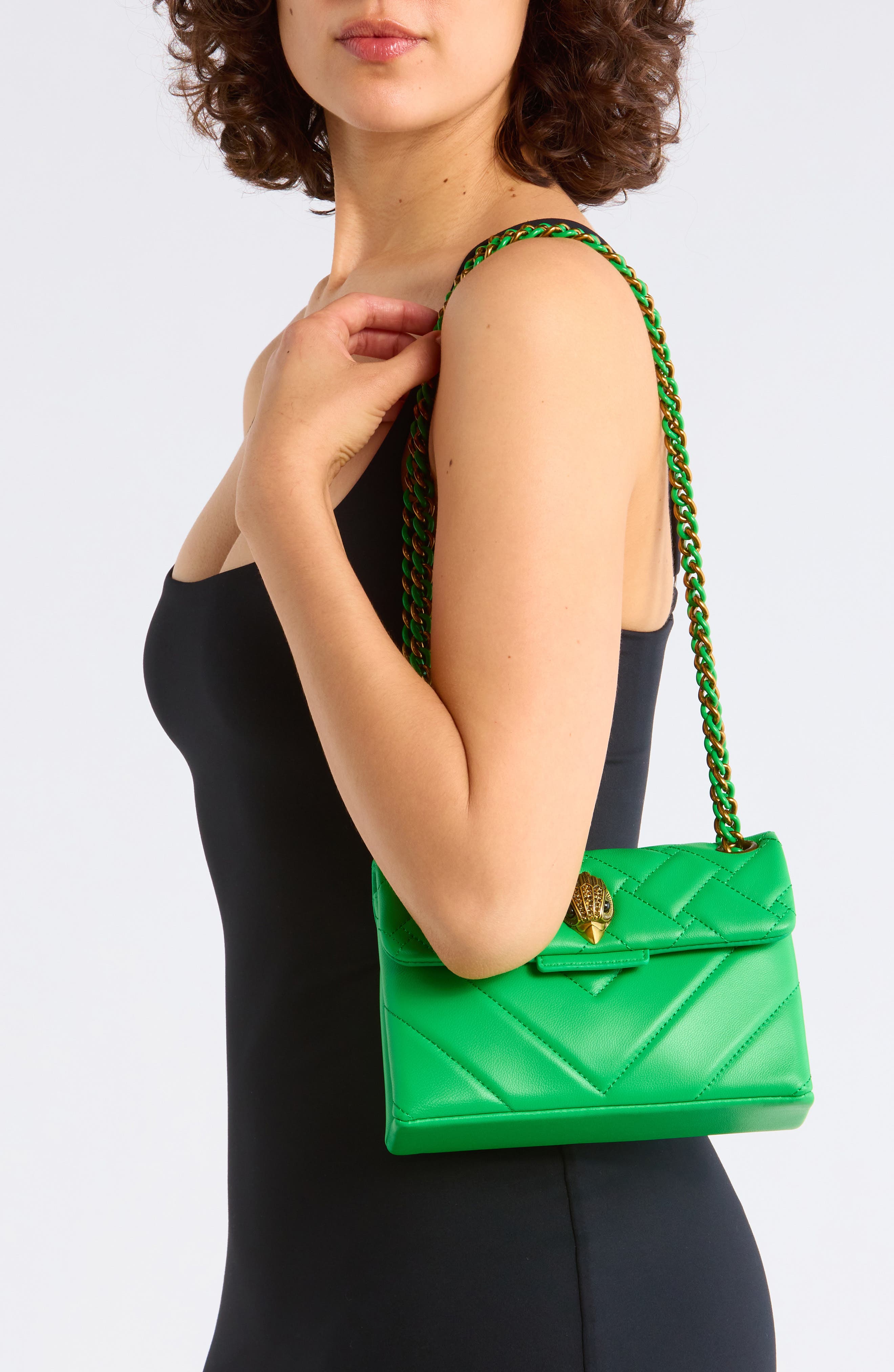 Kurt Geiger London Kensington Leather Mini Crossbody Bag, Alternate, color, Green