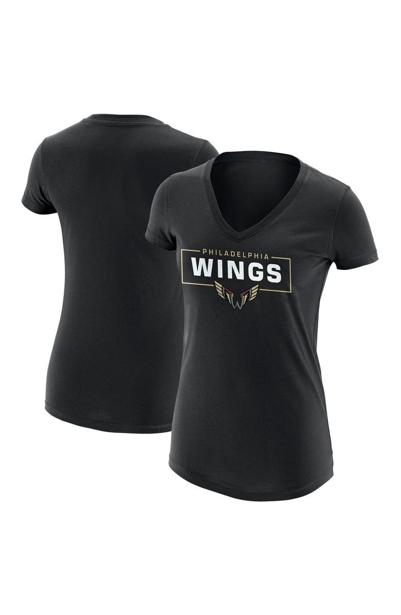 ADPRO Sports Women's Black Philadelphia Wings Primary Logo V-Neck T-Shirt, Main, color, Black