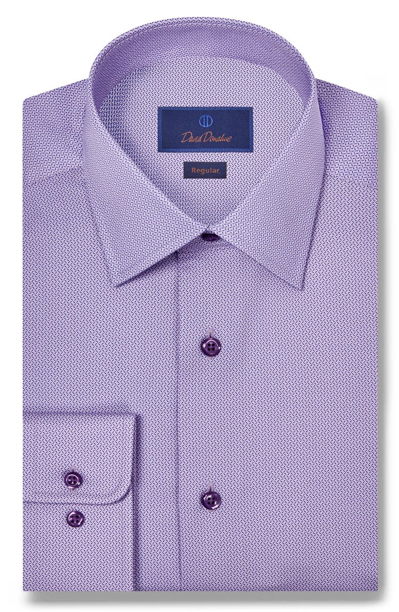 David Donahue Regular Fit Microprint Dress Shirt, Main, color, Lilac