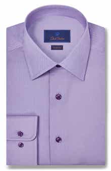 David Donahue Regular Fit Microprint Dress Shirt