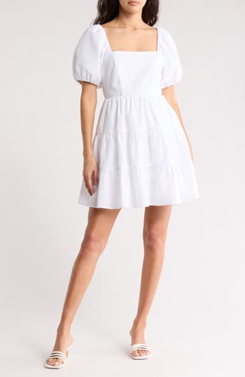 Melrose And Market Seersucker Puff Sleeve Minidress